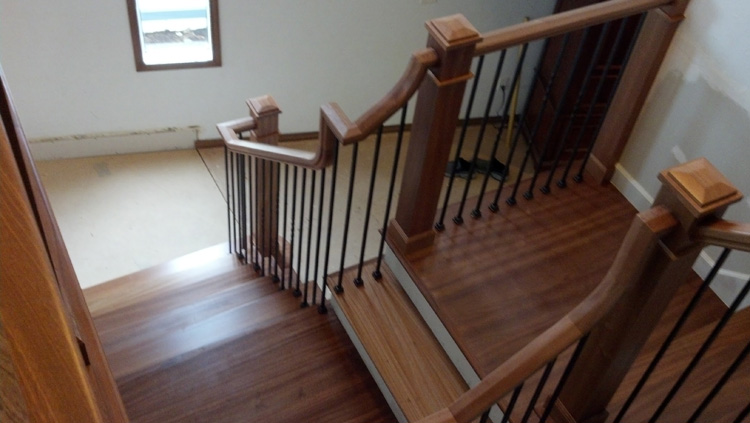 AFTER: Additional view of the finished, code-compliant staircase at the Columbia River home.