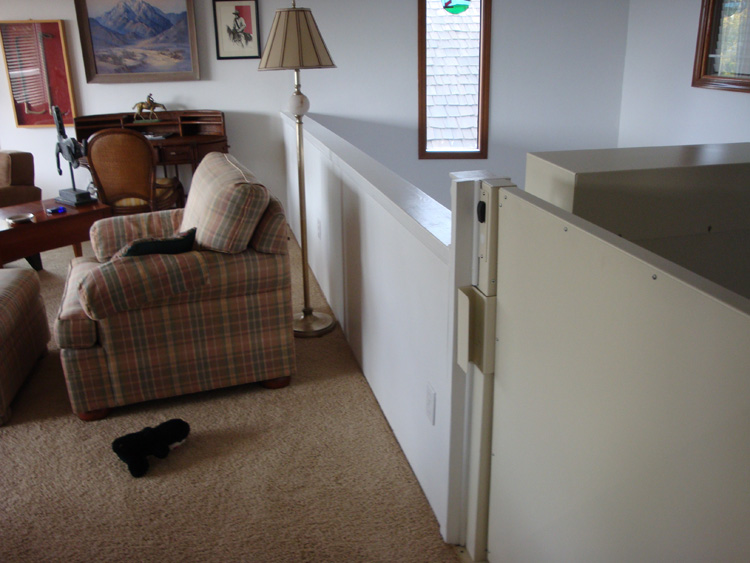 BEFORE: Original non-code-compliant staircase at the Columbia River home.