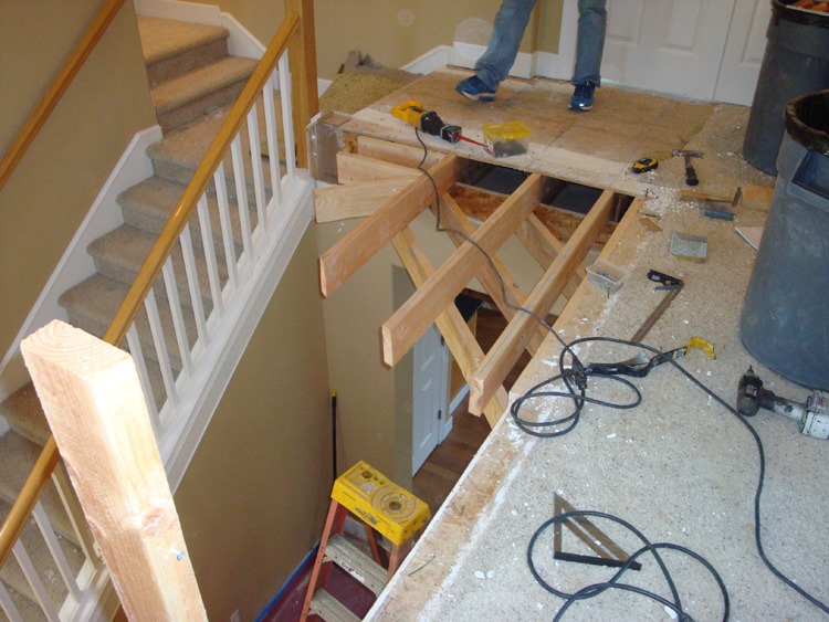 BEFORE: Original staircase before the remodel at the Camas home.