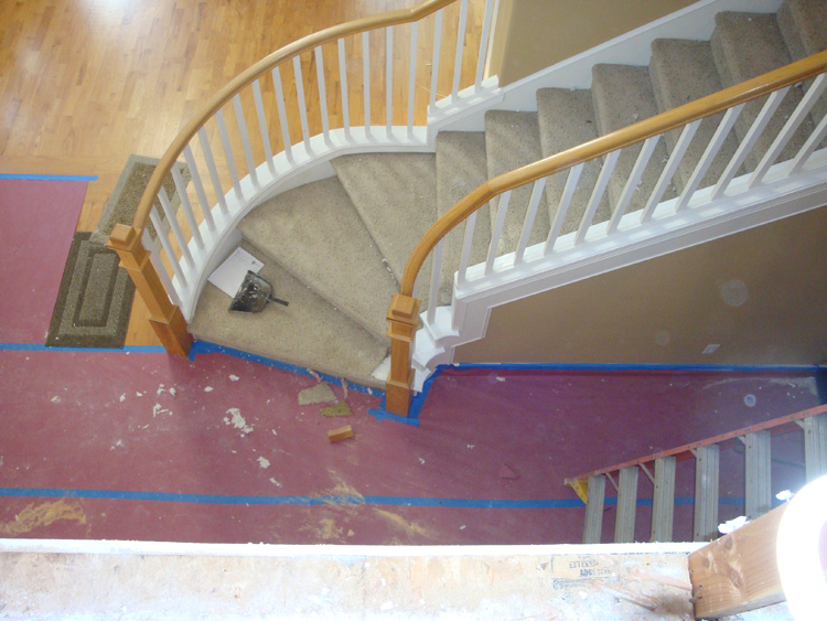 BEFORE: Additional view of the original staircase at the Camas home.