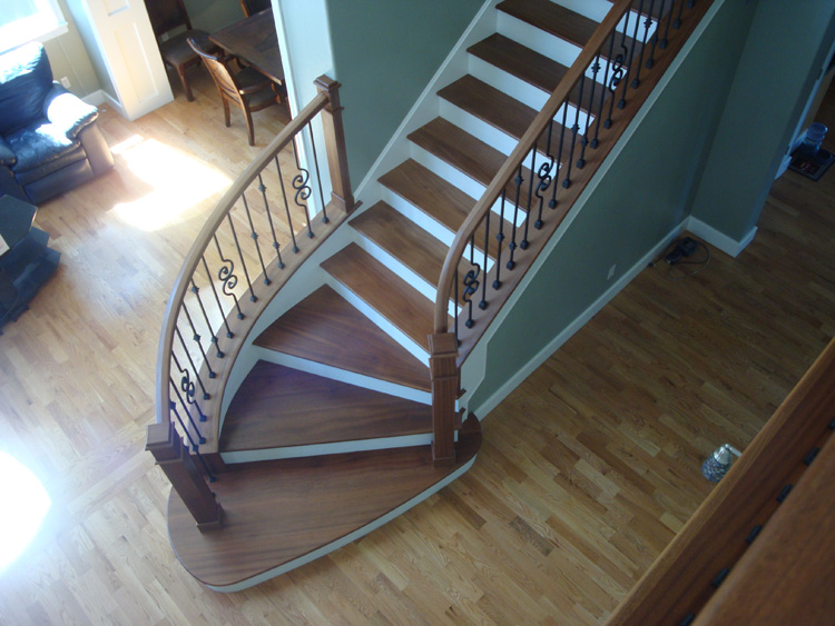 AFTER: Additional view of the finished curved staircase at the Camas home.